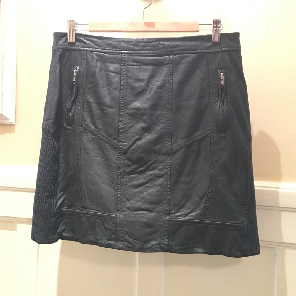 Black 100% Leather Mini Skirt