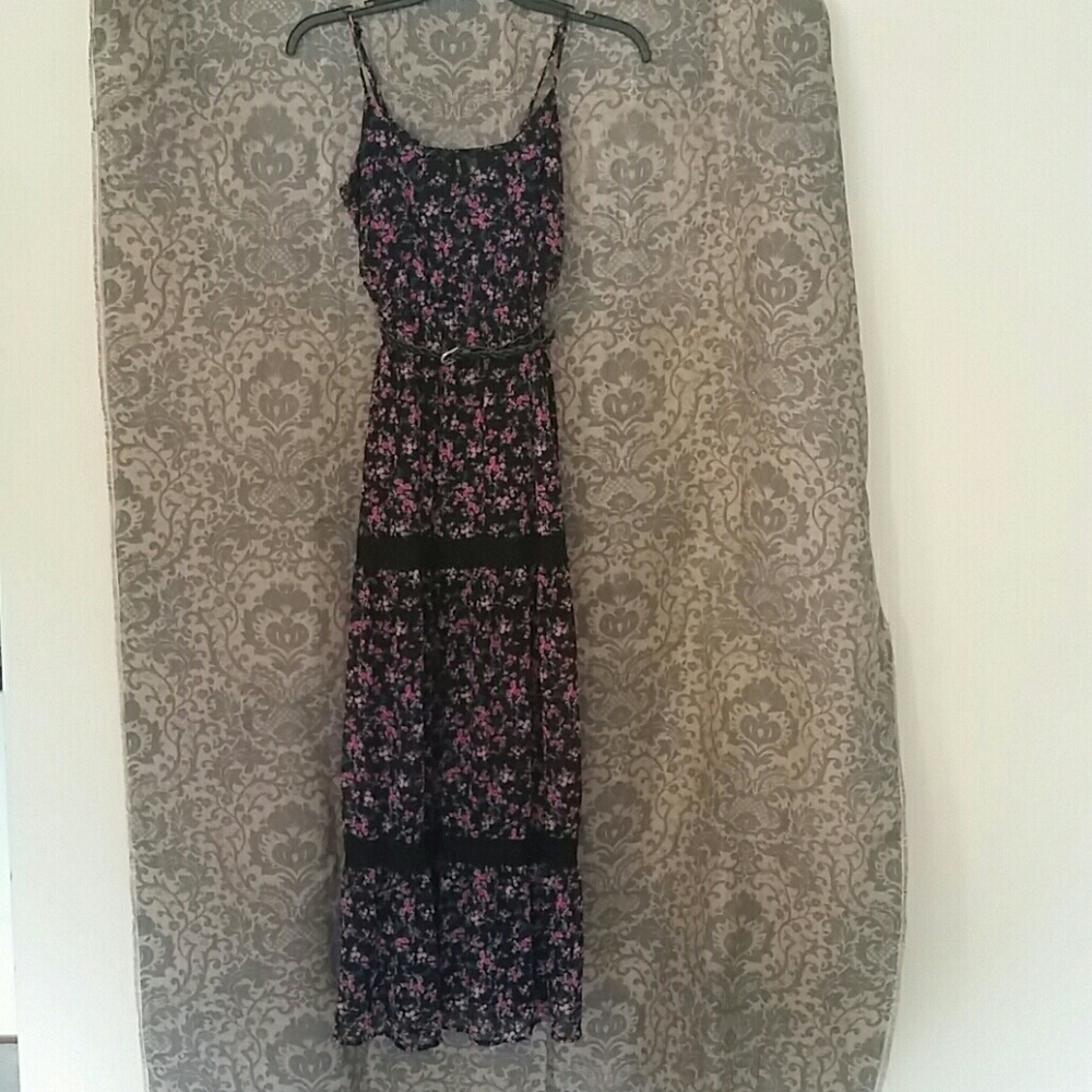 Floral Chiffon Belted Maxi