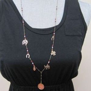 Lucky Penny & Charms Long Necklace, NWT