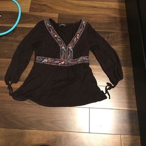 Brown detailed women's blouse