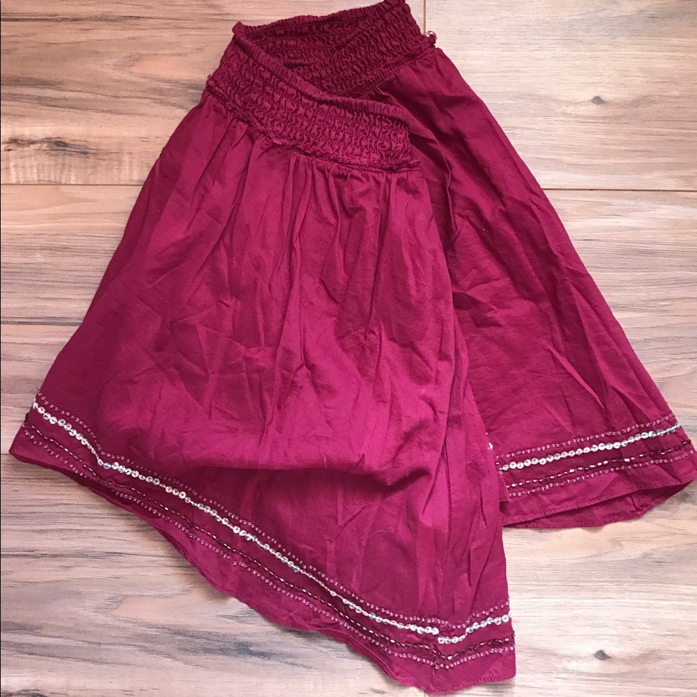 Boho asymmetrical hem skirt with beading