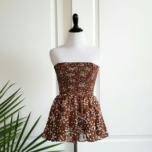 Brown Confetti Chiffon Tube / Sleeveless Top