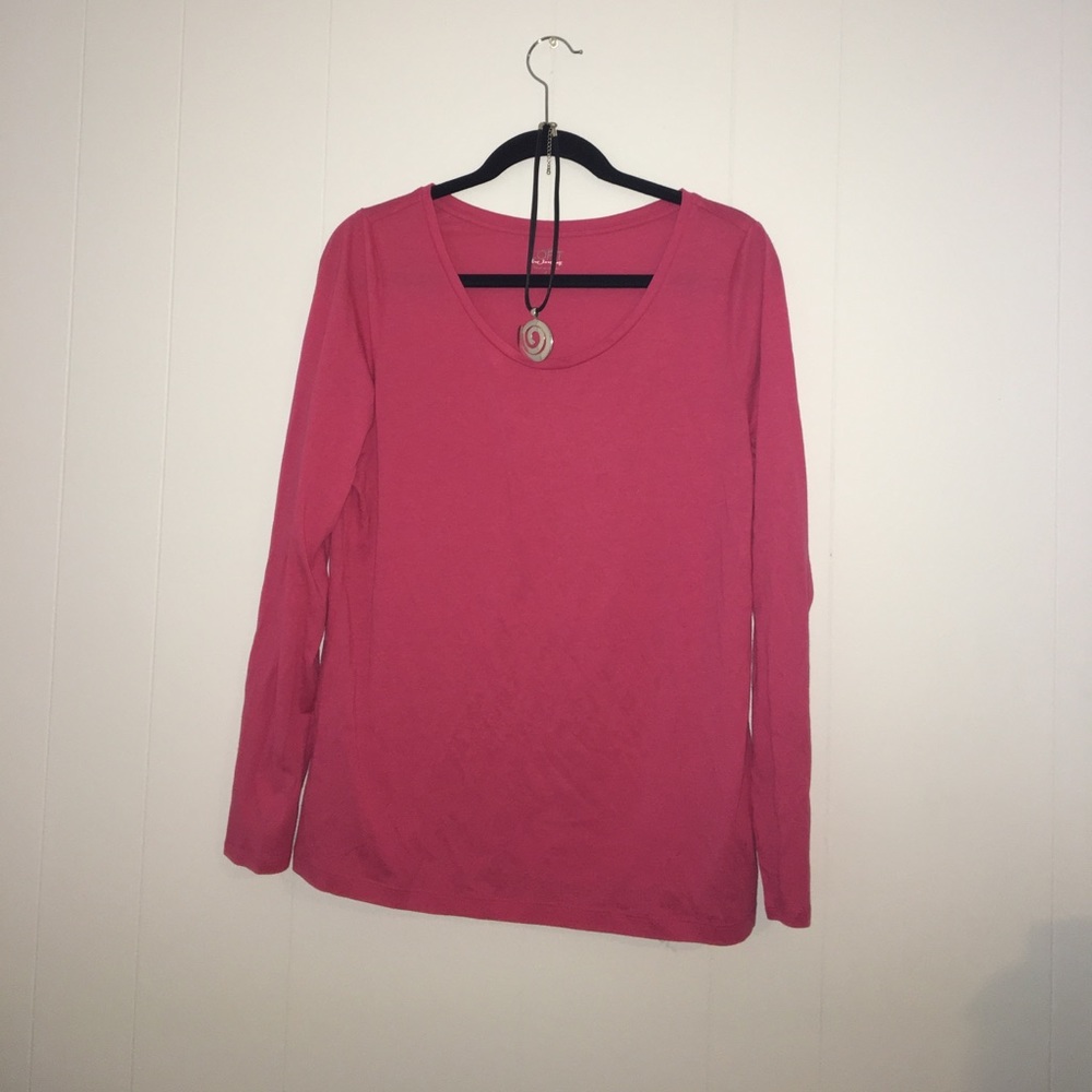 LOFT Pink Long Sleeve Cotton Tee