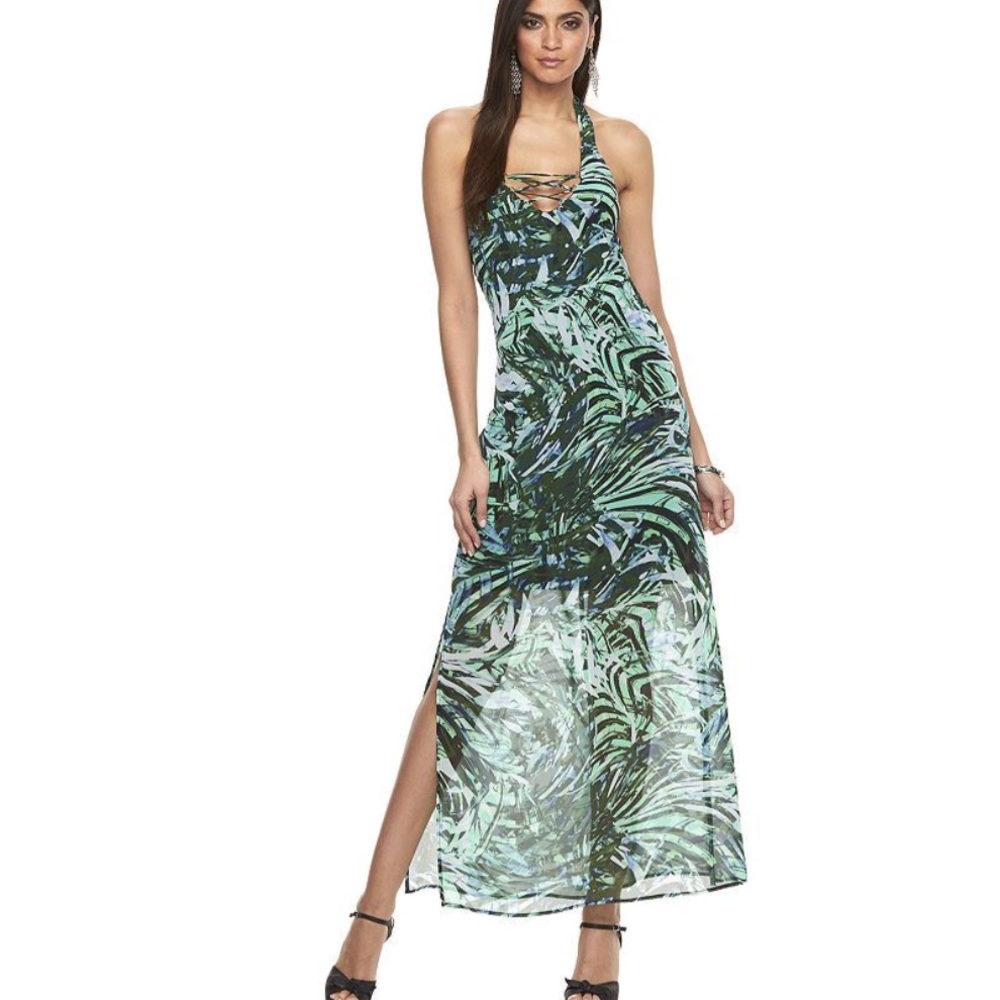 Jennifer Lopez Lace-Up Halter Dress