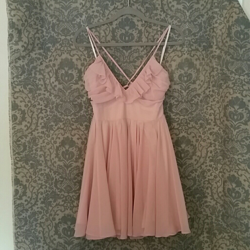 Lulu's Blush chiffon ruffle dress