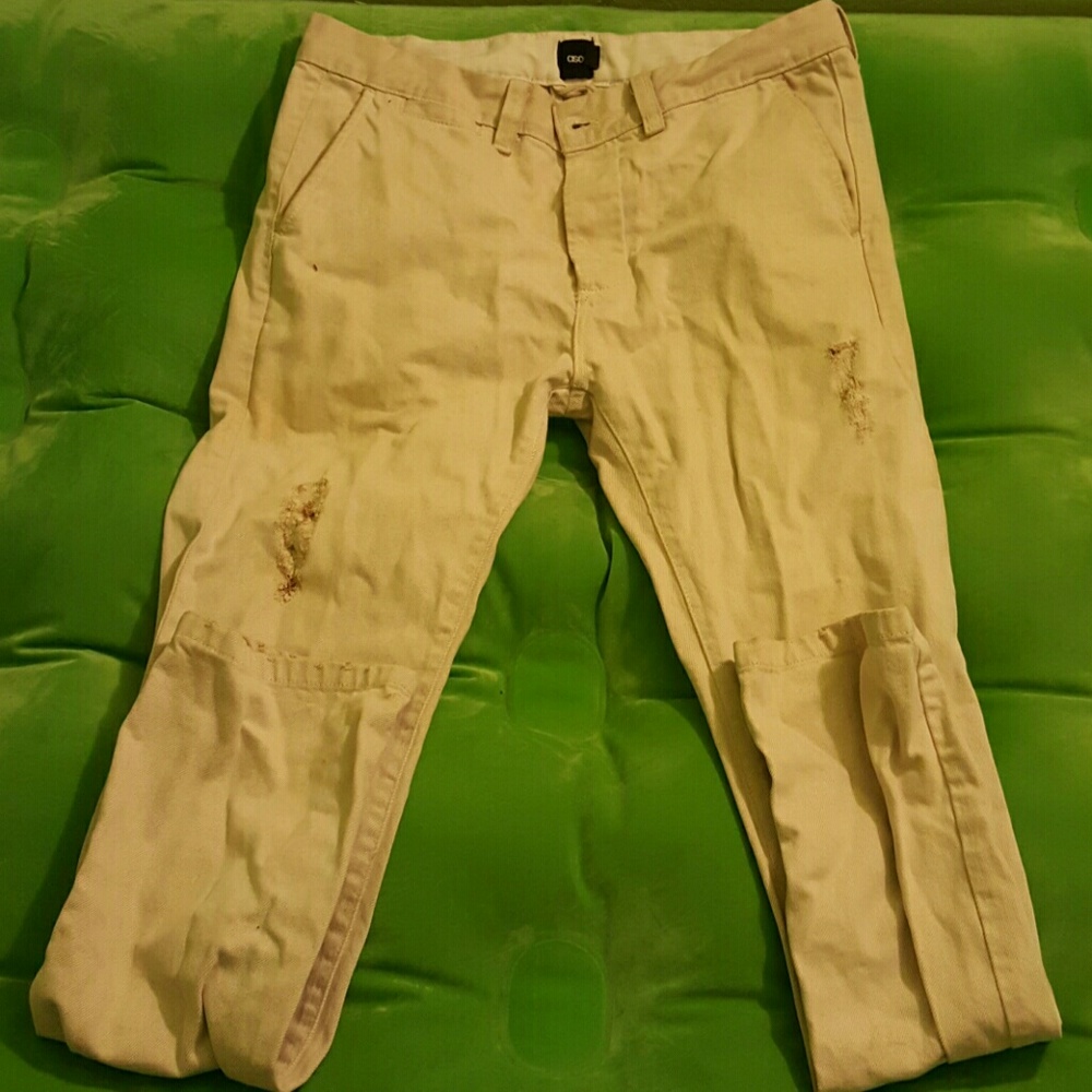 Asos Ripped Cream Off White Skinny Jeans