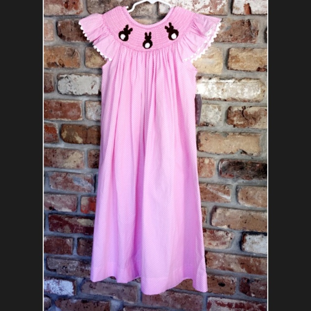 dress pink with tiny white polka dots