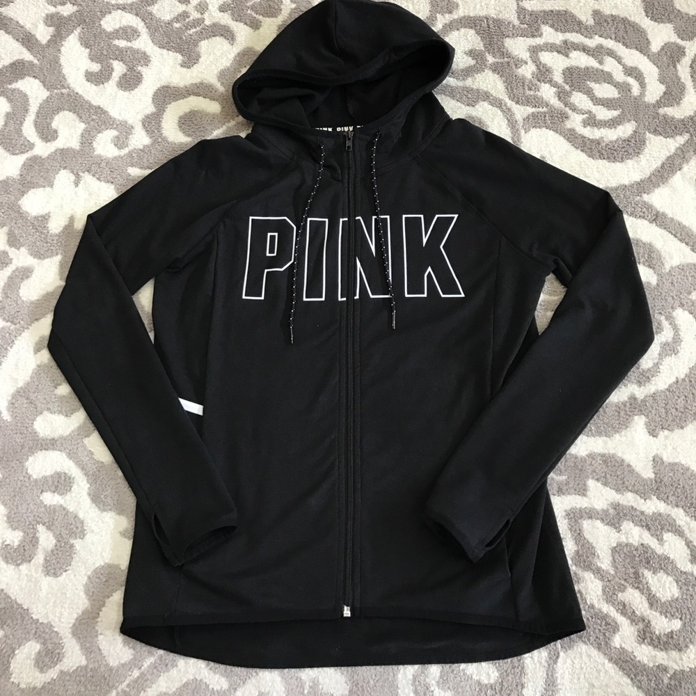 PINK Full zip black and white hoodie