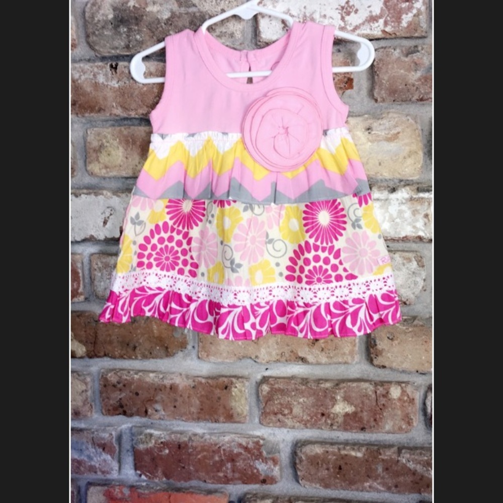 Pink dress w/ flowers and chevron detailing