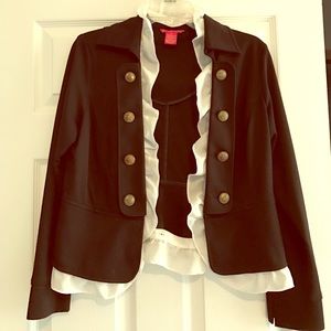 Black military blazer w/lace detail by Sunny Leigh