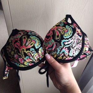 Victoria secret black metallic paisley bikini top