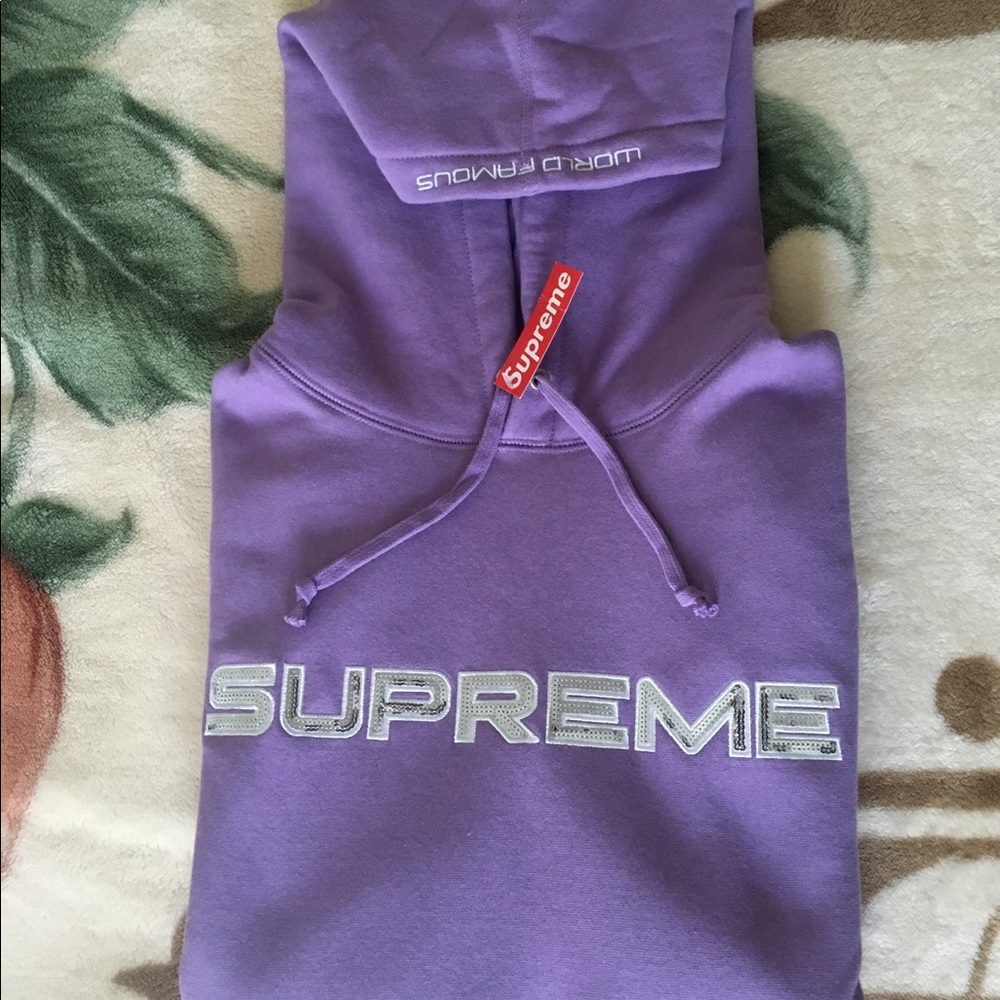 Supreme Dusty Lavender Sequin Hoodie - Picture 2 of 7