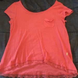 pink lace pocket tee