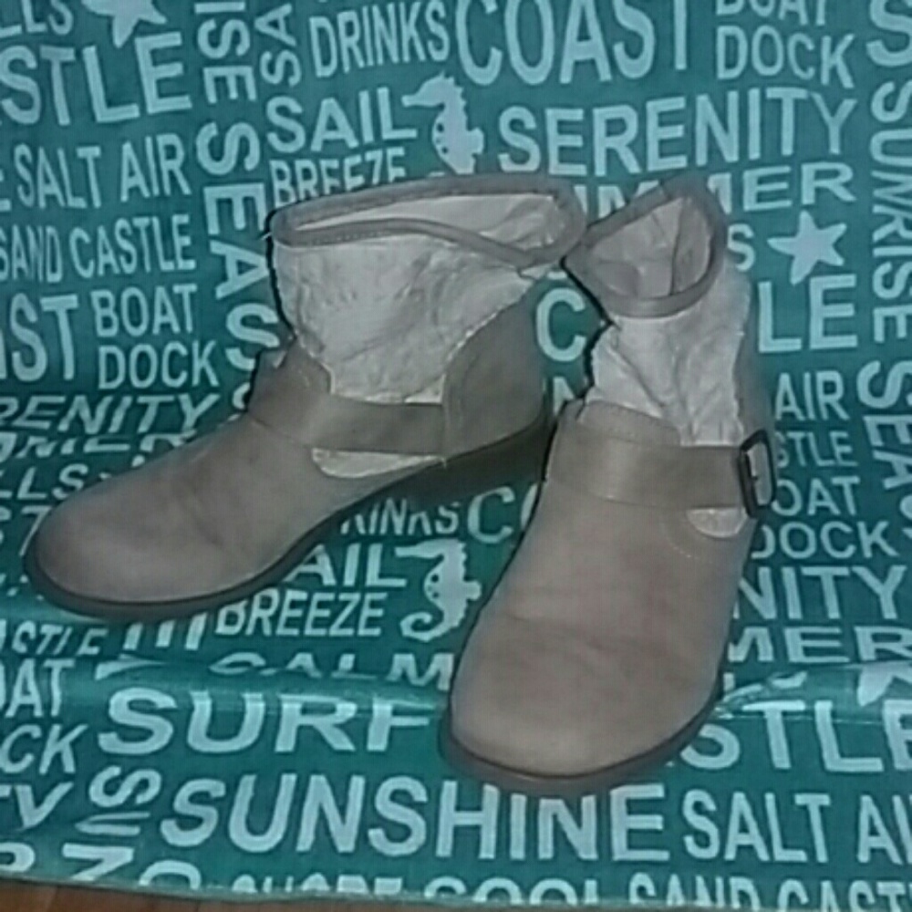 Beige and white ankle boots