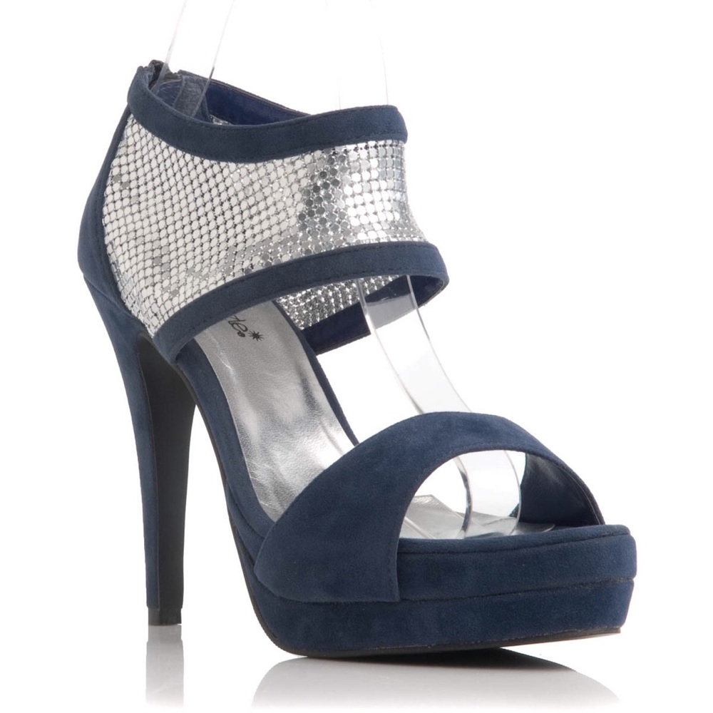 Suede and chainmail heels