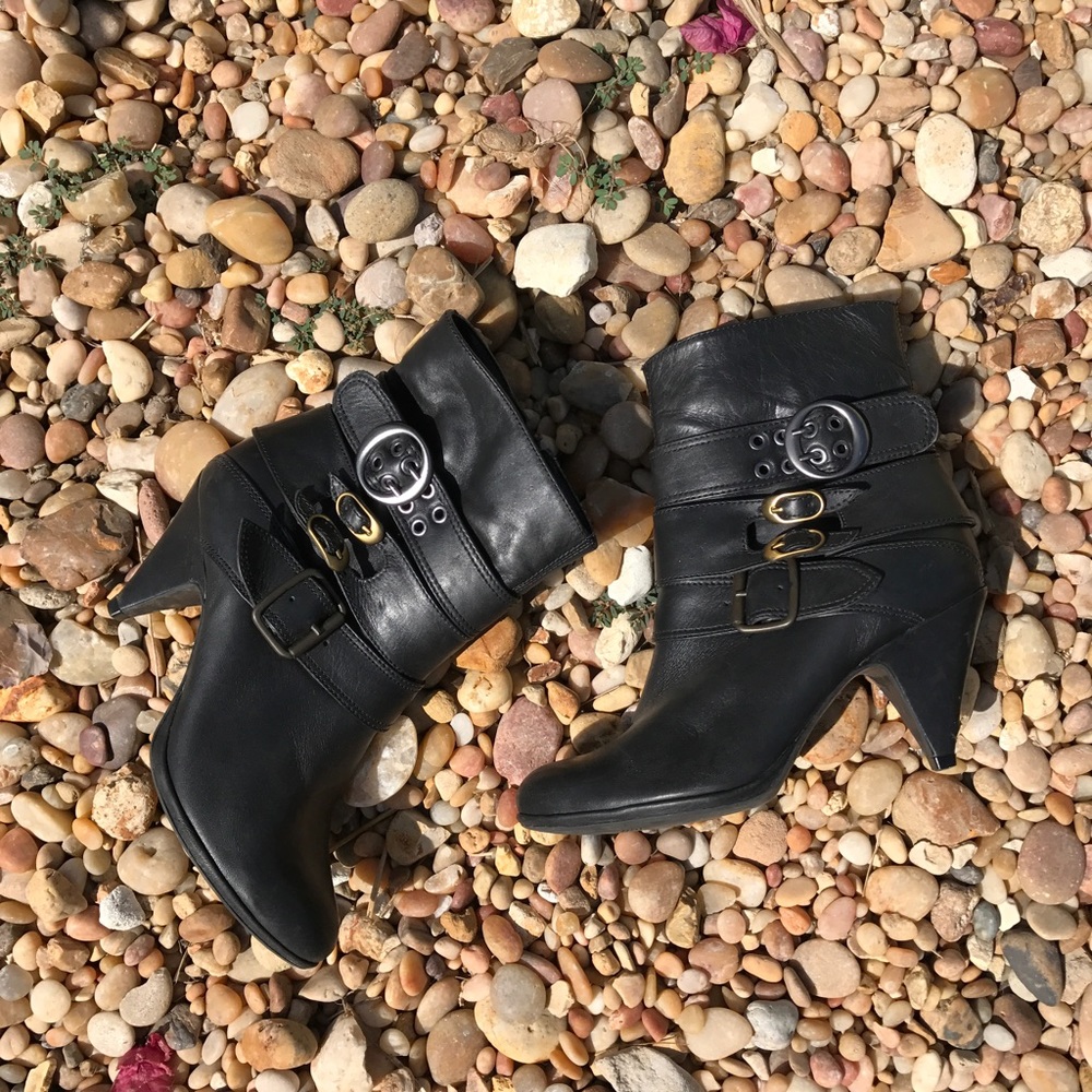Black Buckle ankle booties