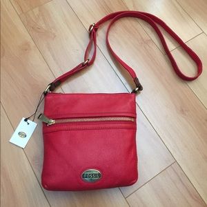 NWT Authentic Fossil Explorer Mini Real Red Purse