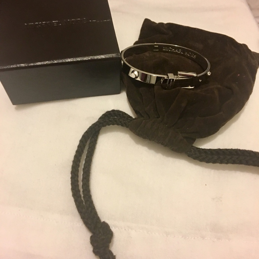 Michael Kors Silver Studded Buckle Bangle