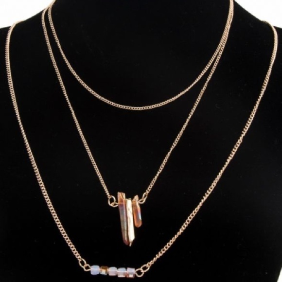 Anthropologie Jewelry - Layer gem crystal long necklace cute boho trendy