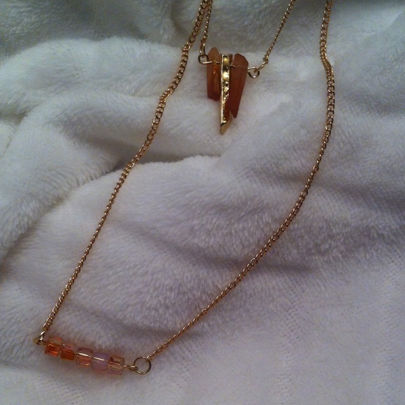 Layer gem crystal long necklace cute boho trendy - Picture 4 of 4