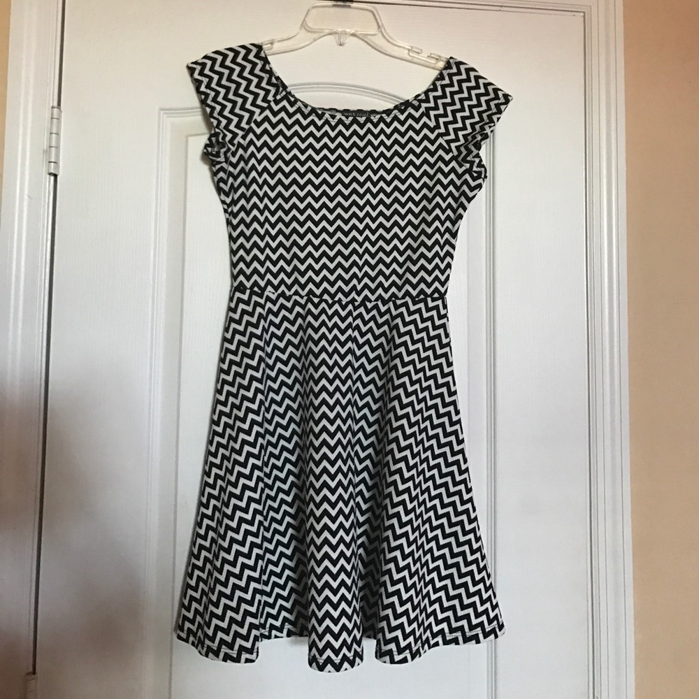 Black and white chevron dress