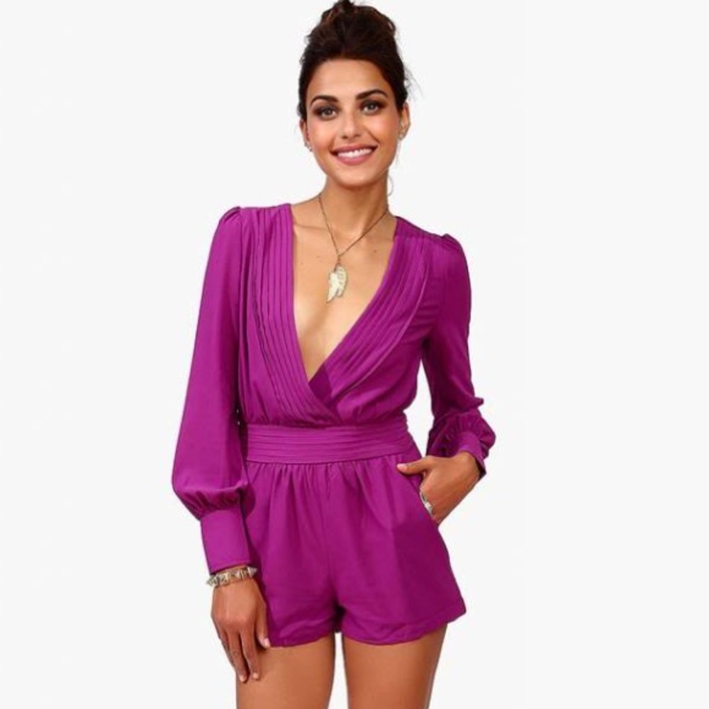 Deep v-neck romper