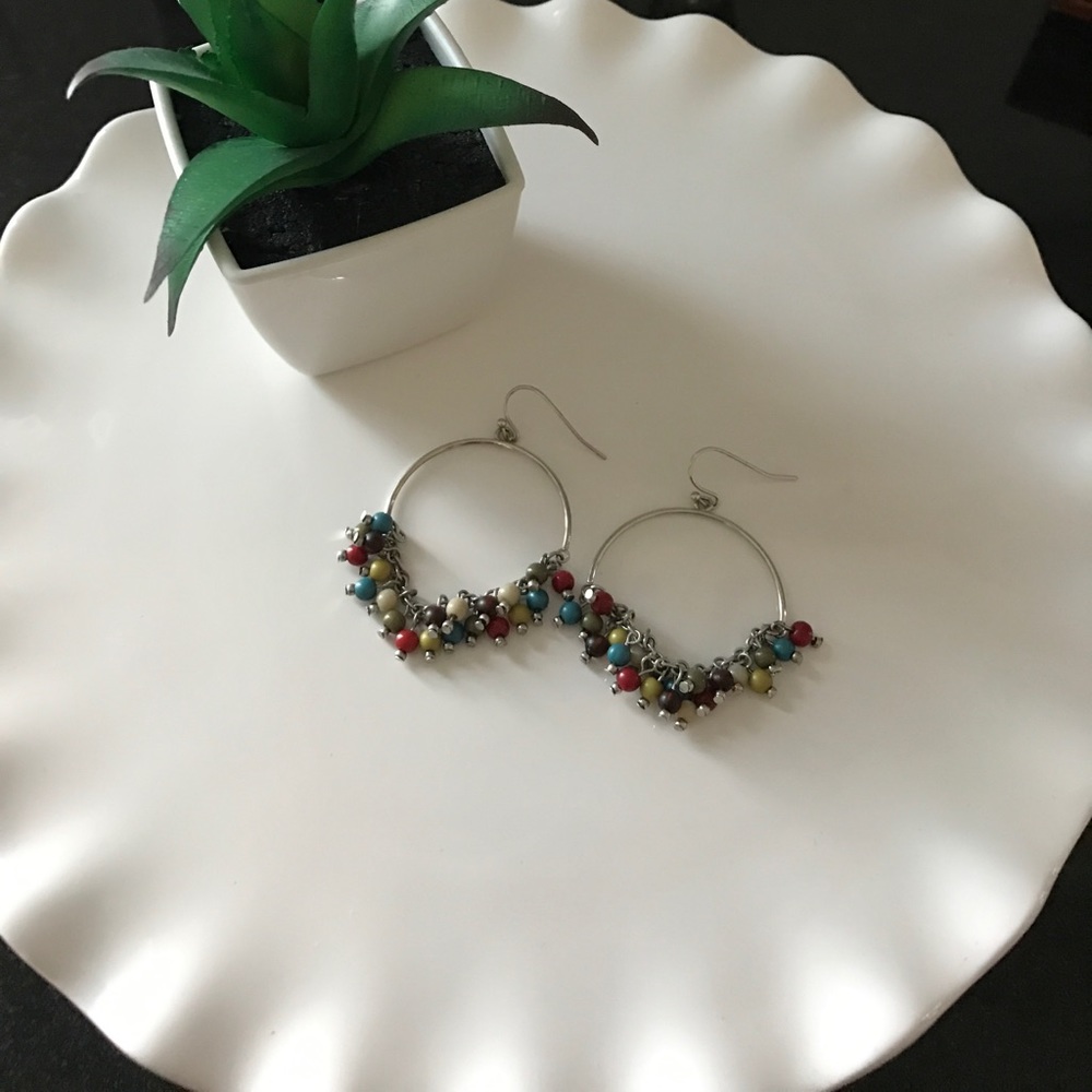 Super cute Circle Earrings with bead dangles