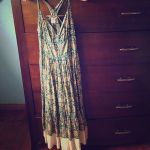 green patterned free people dress