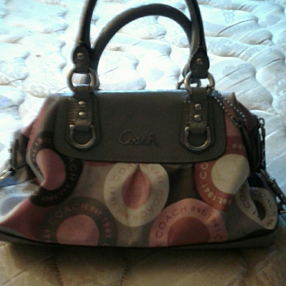 Authentic  ashley snap head sateen satchel