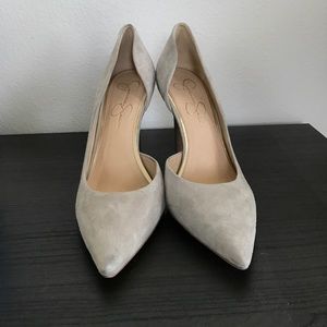 Jessica Simpson grey suede heels