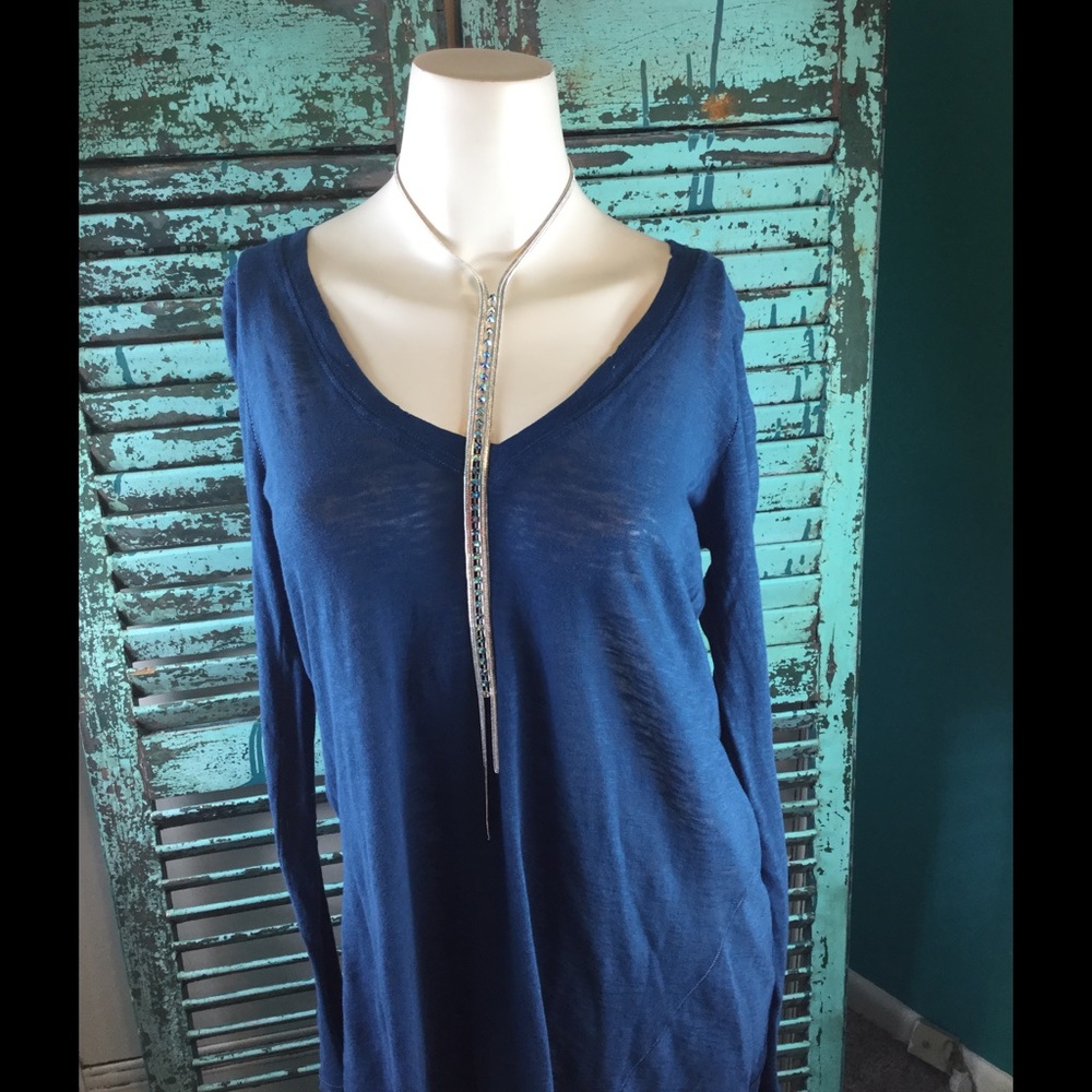 Brand New Free People Blue Anna Tee - Picture 1 of 5