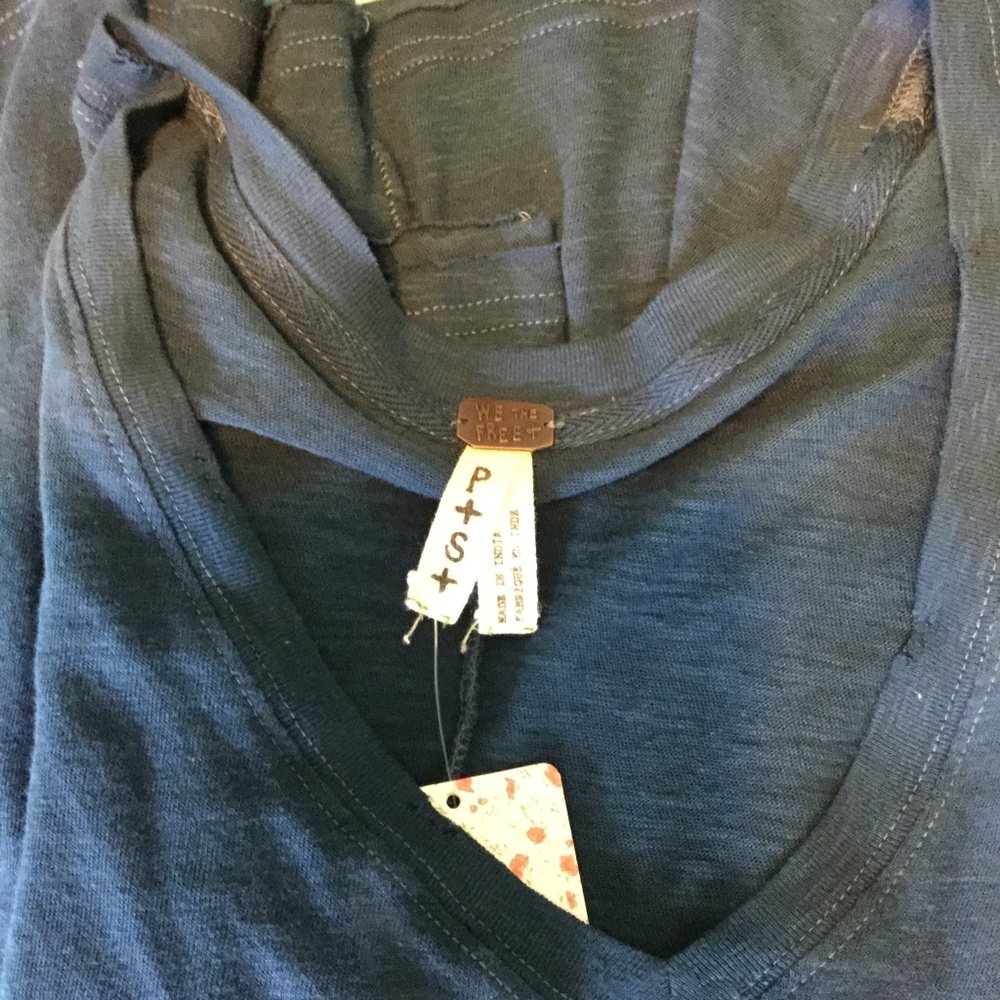 Brand New Free People Blue Anna Tee - Picture 5 of 5
