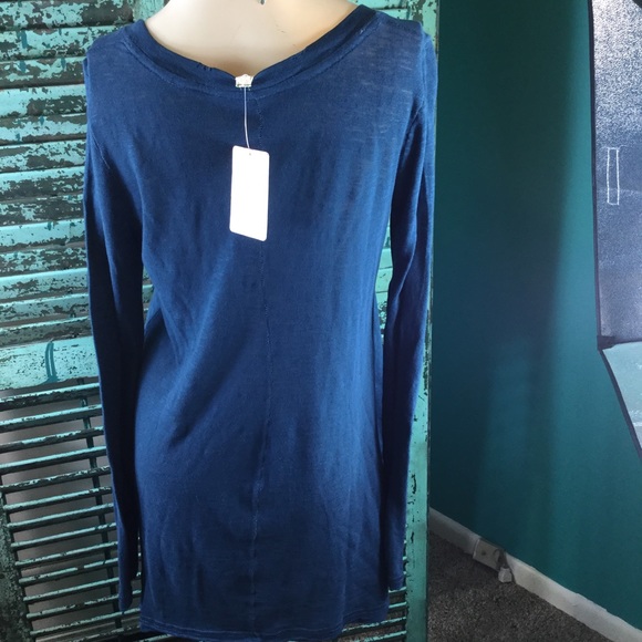 Brand New Free People Blue Anna Tee - Picture 4 of 5