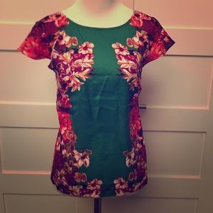 Ann Taylor Floral Blouse with Side Zipper