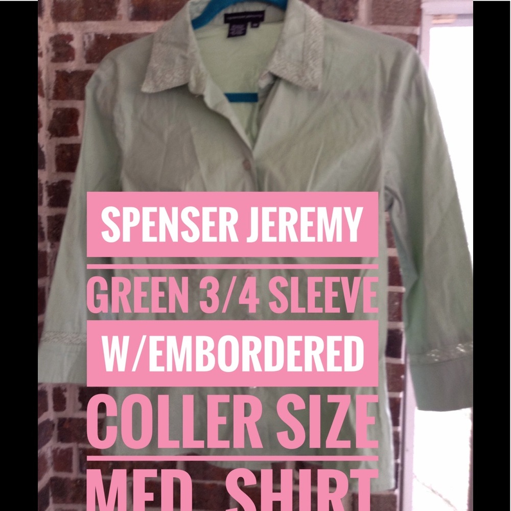 Spenser Jeremy Green 3/4 sleeves Shirt Size M Cute