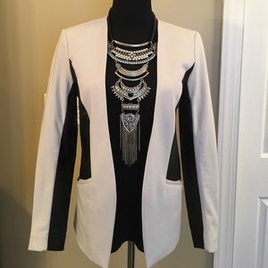 Off white & faux leather H&M jacket size 6