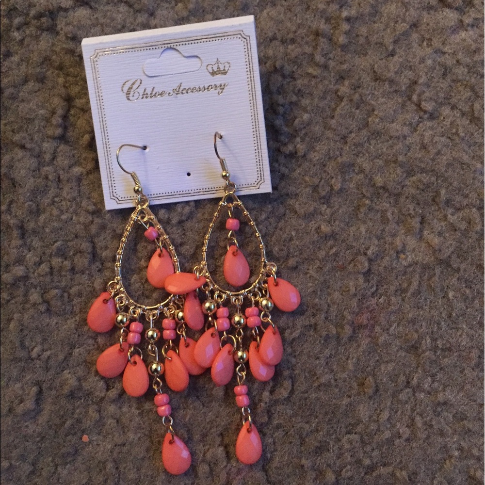 Peach in gold earrings