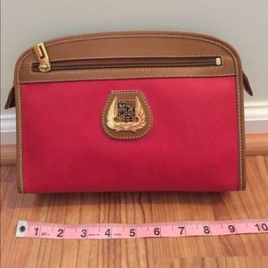 Red Leather Lancel Clutch Bag