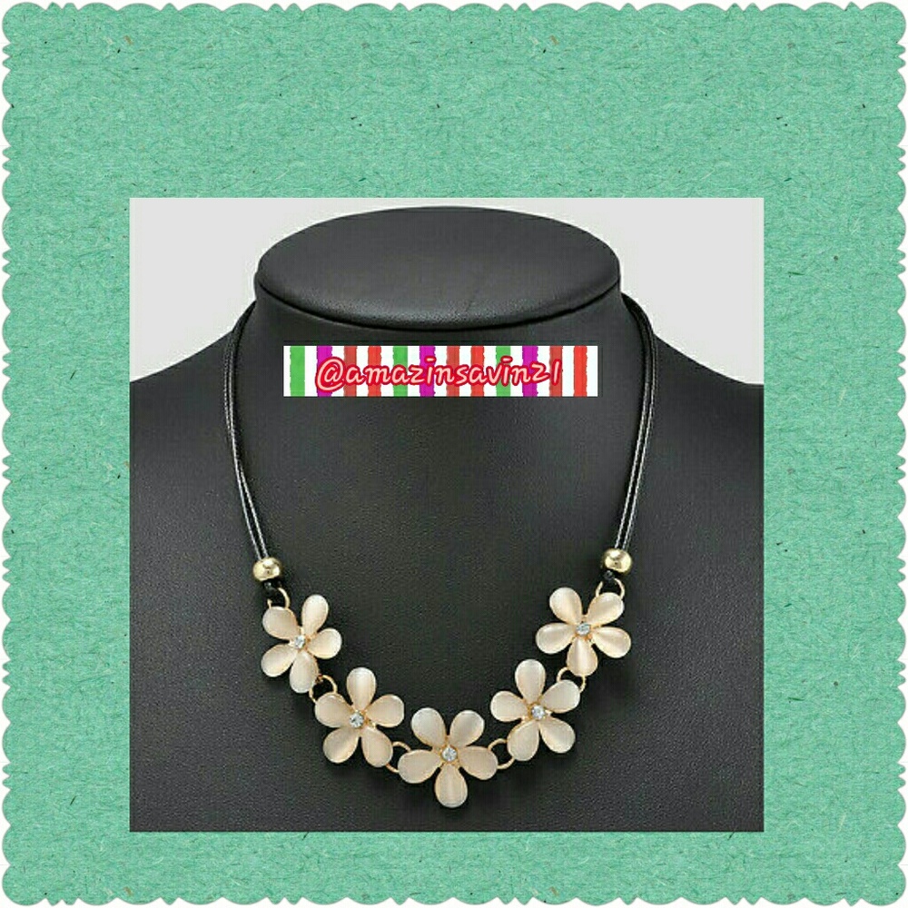 SoldChampagne Crystal Floral Statement Necklace