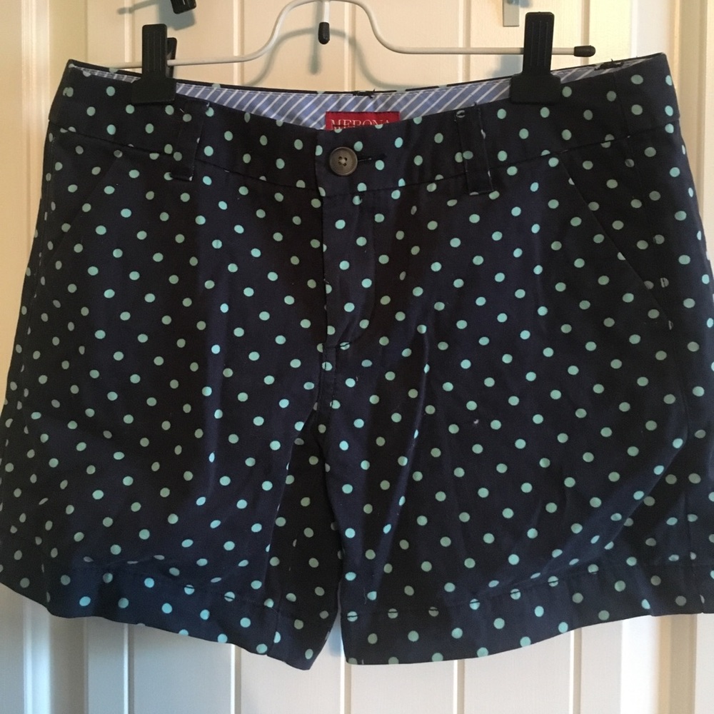 Navy and green polka dotted shorts!!