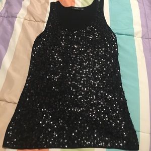 Black Sequin Tank - Size Medium