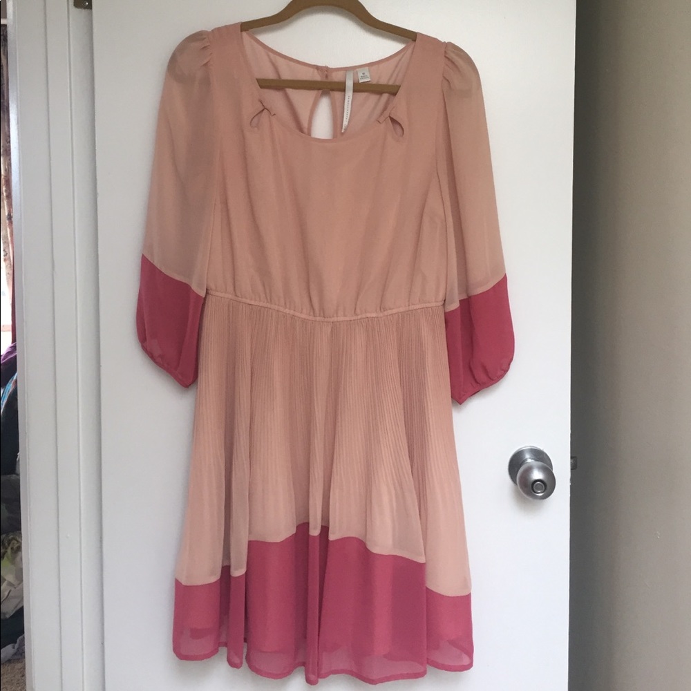 LC Lauren Conrad pink and tan midwaist dress