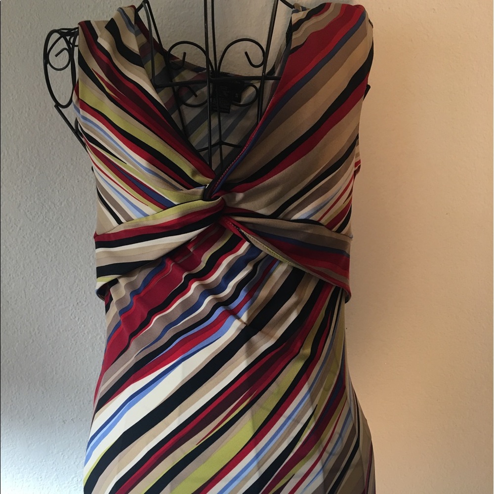 BCBG Max Zaria Stripe Sleeve Front Knot Top