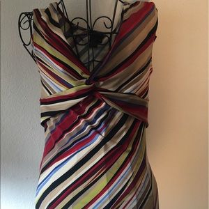 BCBG Max Zaria Stripe Sleeve Front Knot Top