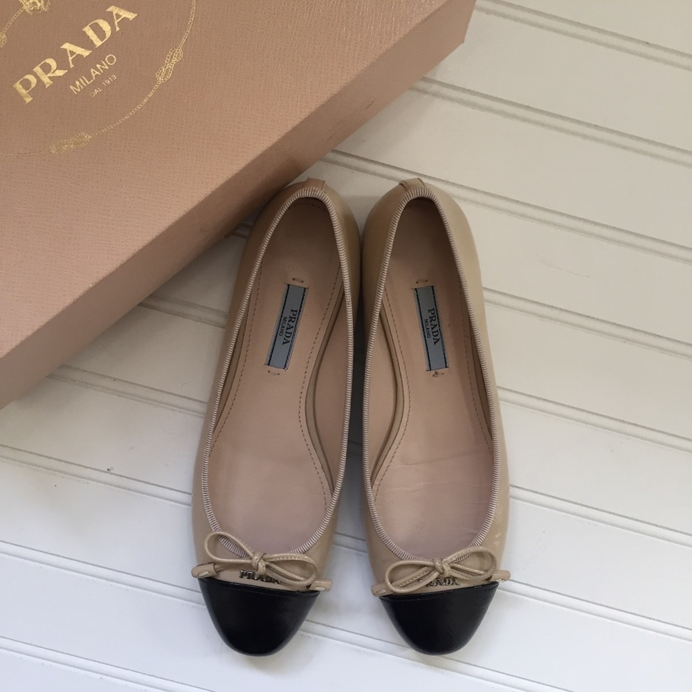 Prada Nude Patent Flats Size 36