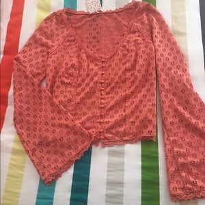 Free People coral peasant top
