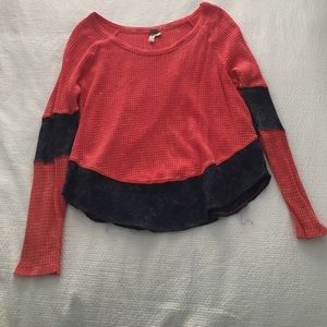 FREE PEOPLE trendy blue and orange shirt!