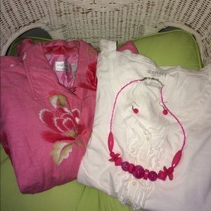 Pretty Pink Floral Jacket 16 White Top XL More...