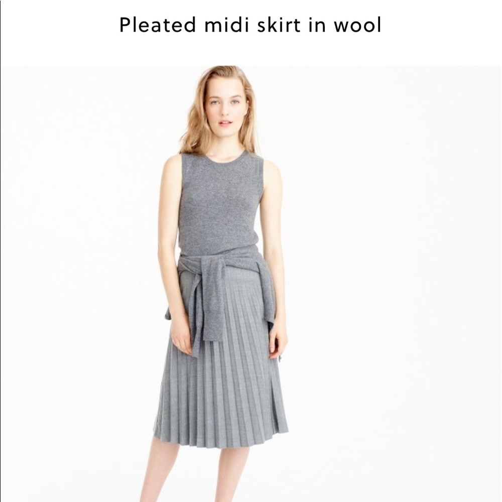 NWT gray pleated midi J Crew skirt size 2