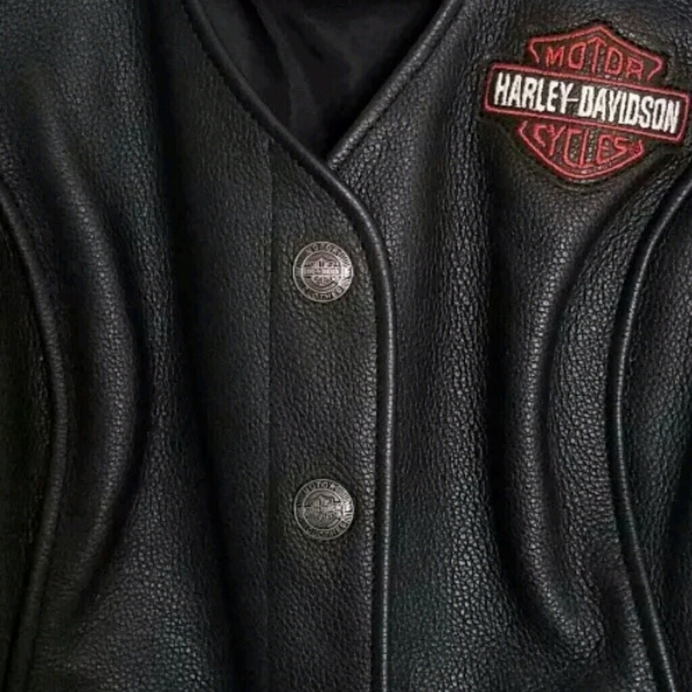Women's Leather Harley Davidson Bar & Shield Vest